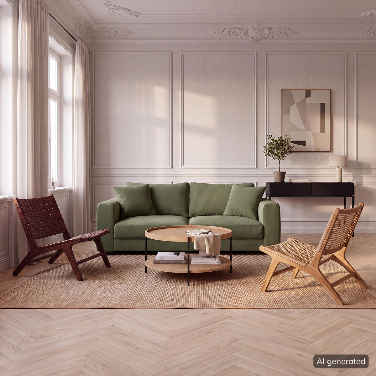 2,5-SITZER SOFA - Schwarz/Grün, Holz/Kunststoff (182/79/106cm) - home24