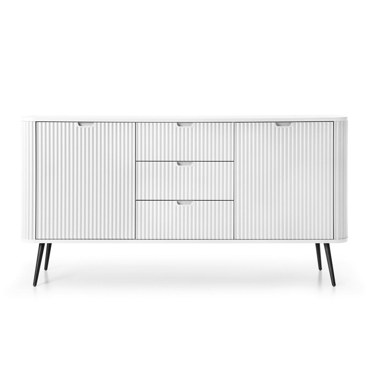 SIDEBOARD MORDEN KOM2 Abgerundeter Korpus Weiß Weiß - Weiß, Holzwerkstoff/Kunststoff (168/87/39cm) - Komodee