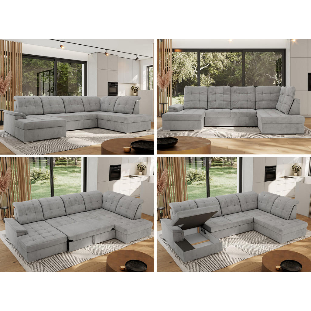 Thumbnail - MKS Wohnlandschaft, Hellgrau, Textil, 6-Sitzer, U-Form, 323x89x204 cm, Oeko-Tex®, Wohnzimmer, Sofas & Couches, Wohnlands...