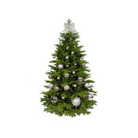 WEIHNACHTSBAUM künstlicher 150 cm, SILBERWEIHNACHTEN, mit 73-teiligem Weihnachtsbaumschmuck, inkl. Metallständer und Aufbewahrungsbox - Silberfarben/Grün, Kunststoff/Metall (104/150cm) - LAALU