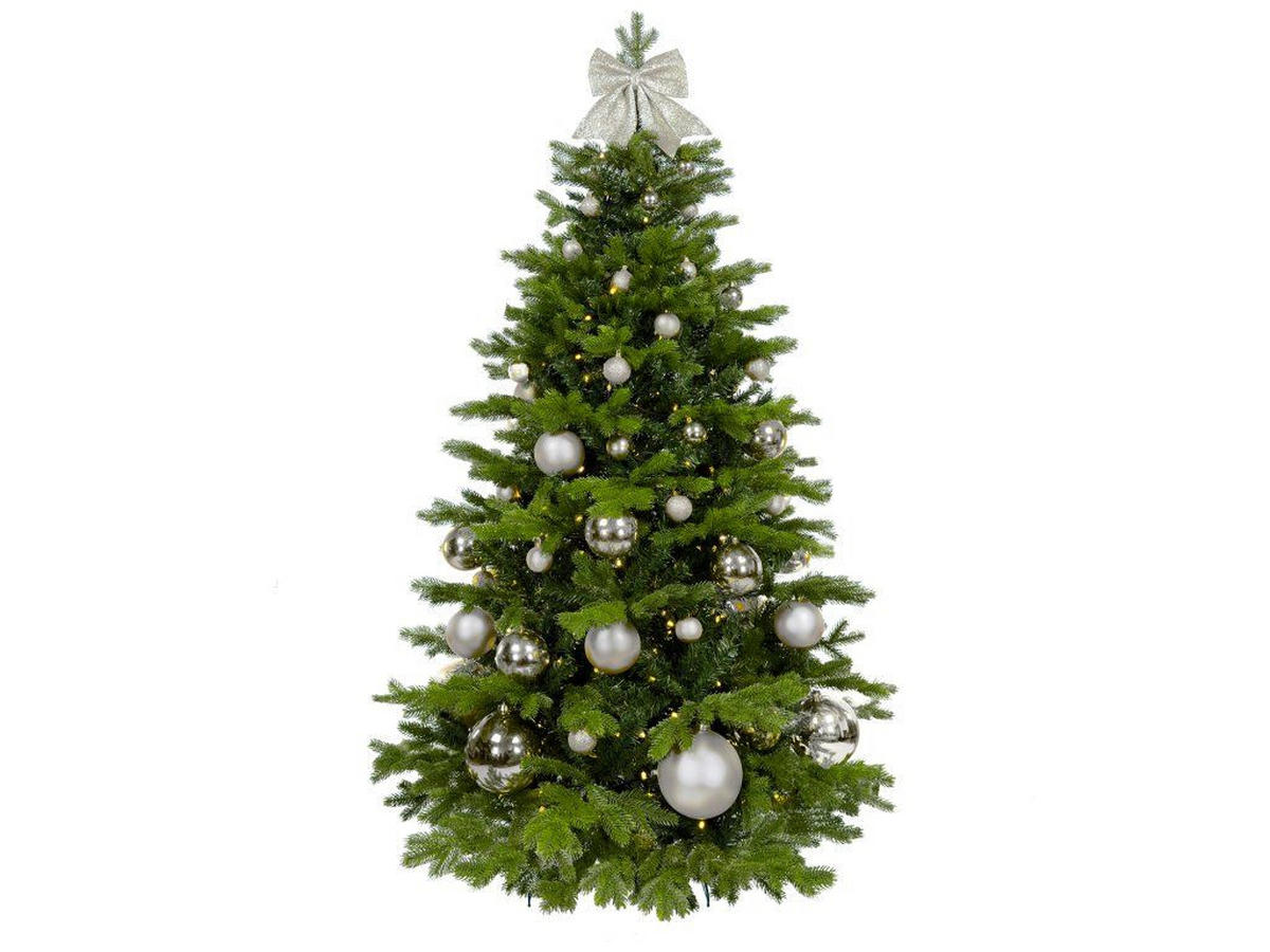 WEIHNACHTSBAUMSCHMUCK-SET SILBERWEIHNACHTEN 85-teilig, für Weihnachtsbäume 240–270 cm, inkl. Aufbewahrungsbox - Silberfarben, Kunststoff/Textil (55/50/75cm) - LAALU