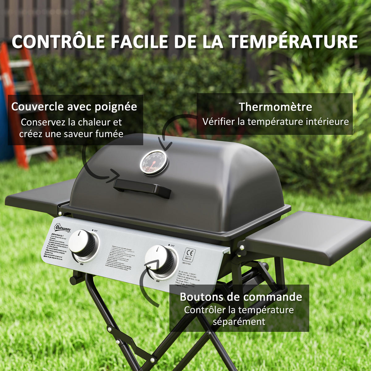 GASGRILL DE-18619 Schwarz - Schwarz, Metall (50/102/101cm) - ComfortXL