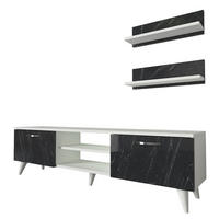 WOHNWAND Geacles Weiß Dunkelgrau ( Marmor optik ) - Dunkelgrau/Silberfarben, Holzwerkstoff/Kunststoff (150/40.6/30cm) - moebel17