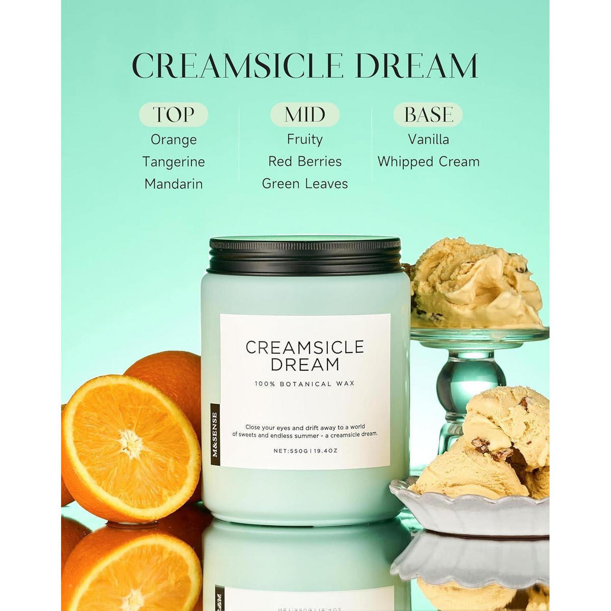 DUFTKERZE Orange Creamsicle 550 g 110 Stunden Brenndauer Sojawachs 2 Dochte - Orange, Paraffin (13cm)