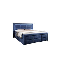 BOXSPRINGBETT Aspen mit Schubladen und Topper, LED-Beleuchtung, Samt, 180x200 cm, Dunkelblau - Dunkelblau, Holz - PROMETO Möbel