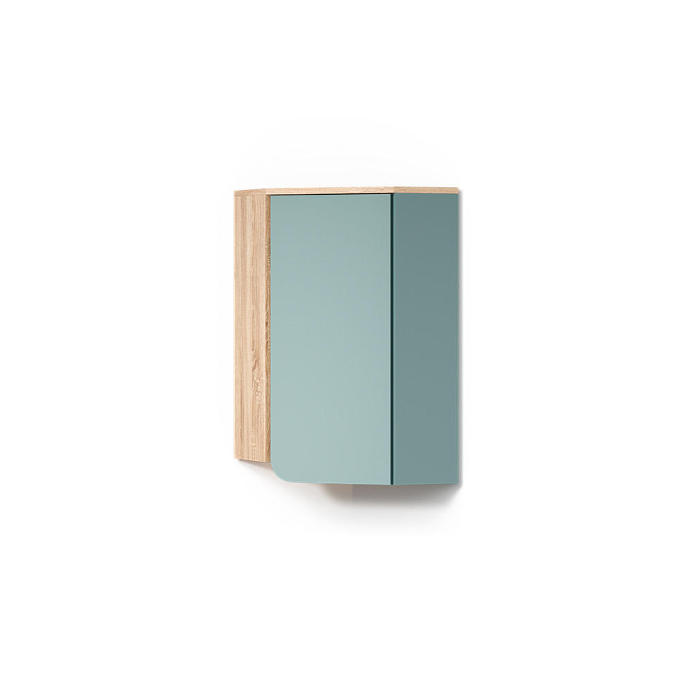 BADSCHRANK Marano Blau-Grau 42.4 x 75 cm mit Tür und offenen Fächern - Blaugrau/Sonoma Eiche, Holzwerkstoff (42.4/75/42.4cm) - Livinity®