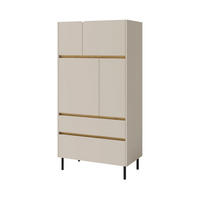 KOMMODE Lico mit 2 Schubalden und 4 Türen, Beige Sand - Beige, Holzwerkstoff (80/165/40cm) - Beautysofa