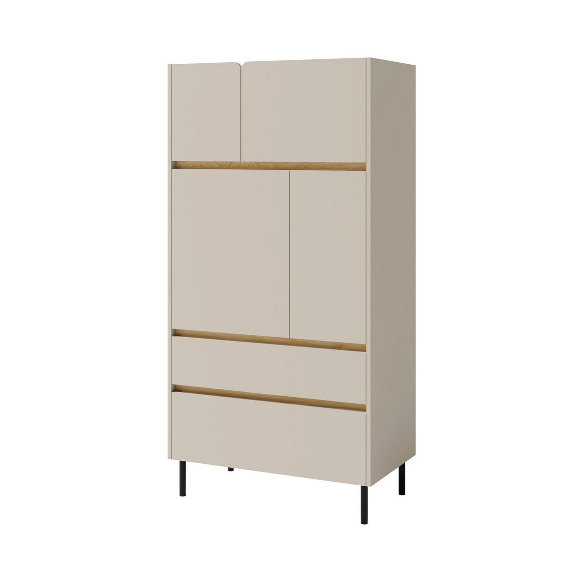 KOMMODE Lico mit 2 Schubalden und 4 Türen, Beige Sand - Beige, Holzwerkstoff (80/165/40cm) - Beautysofa