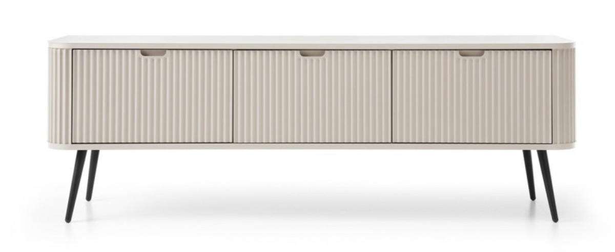 TV-SCHRANK Kaschmir ZOJA Gefräst Schwarz - Beige/Schwarz, Holzwerkstoff (168/56/39cm) - Sepro Meble