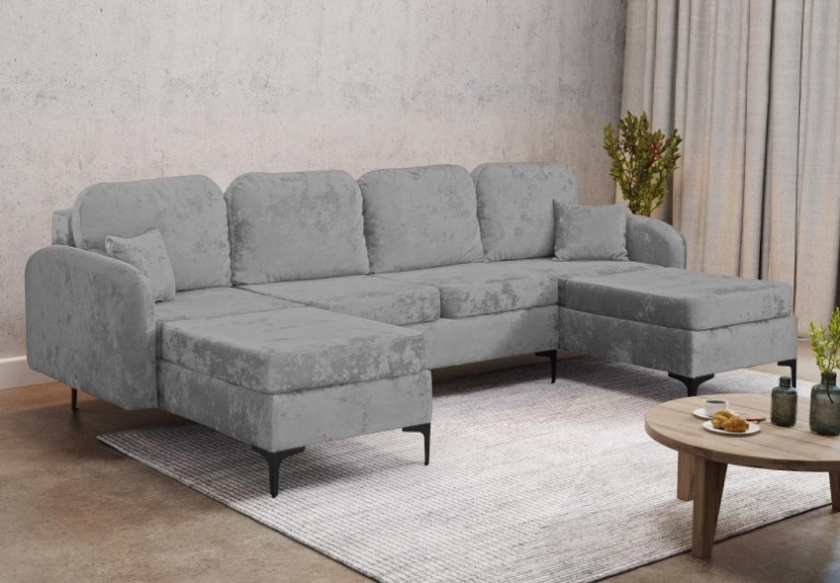 ECKSOFA Grau VENI U - Grau, Textil (294/172cm) - Sepro Meble