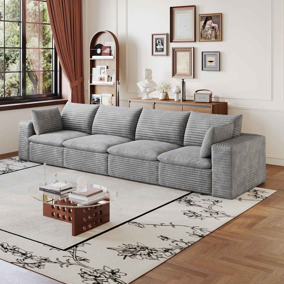 4-SITZER-SOFA DE-34773 mit abnehmbare Polsterung Grau - Grau, Textil (90/60/340cm) - ComfortXL