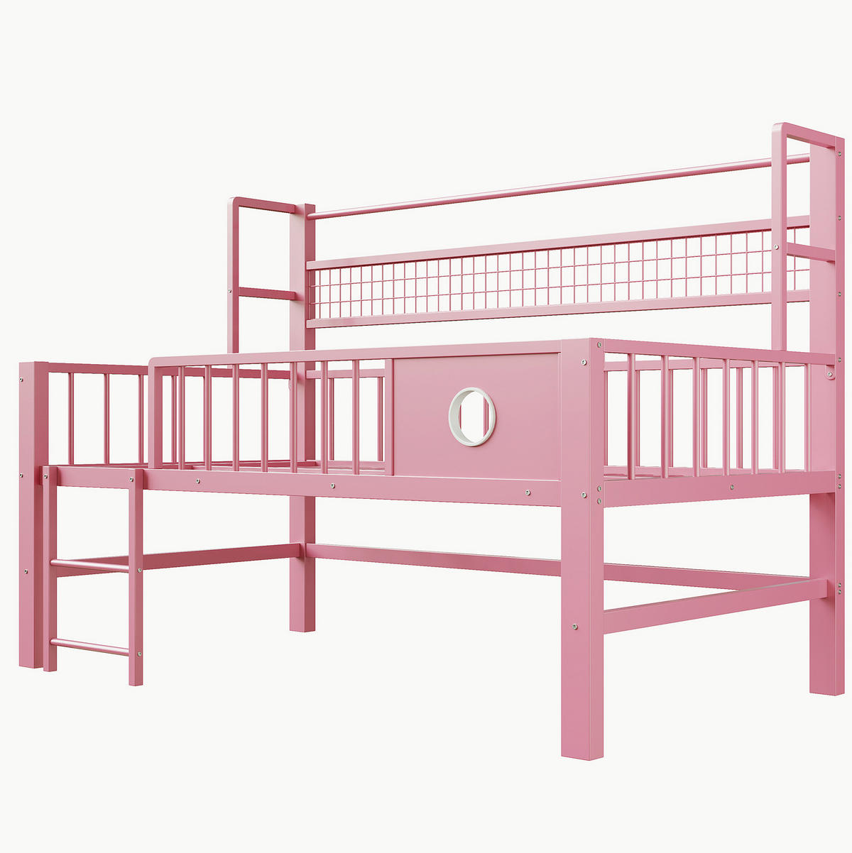 HOCHBETT 90/200 cm Pink aus Metall mit Stauraum ohne Matratze - Rosa, Metall (90/200cm) - MIVRAY