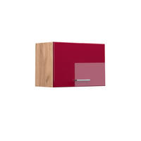 HÄNGESCHRANK R-Line Rot Hochglanz 60 cm Flach - Honigeiche/Eiche Wotan, Holzwerkstoff (60/40/31cm) - Vicco
