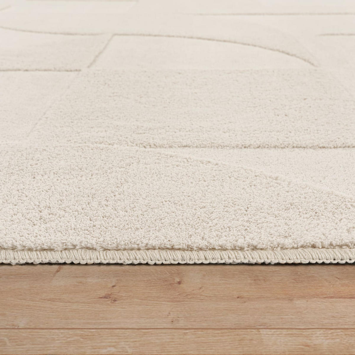 TEPPICH Kurzflor waschbar Struktur Wohnzimmer schmutzabweisend Creme Rund 120D - Beige, Textil (120/120cm) - KADIMA DESIGN