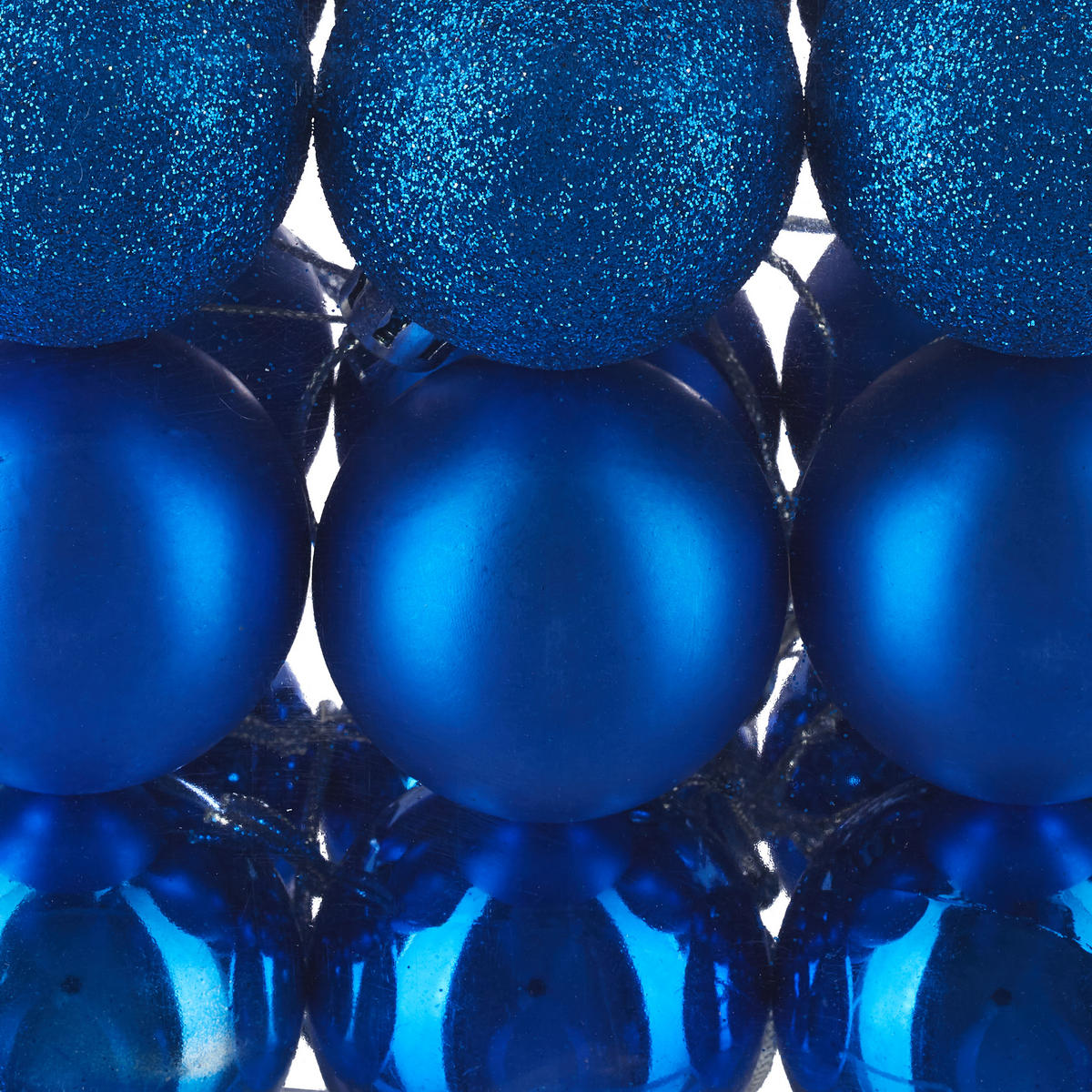 100XWEIHNACHTSKUGELN - Blau, Kunststoff (6/7/6cm) - Relaxdays