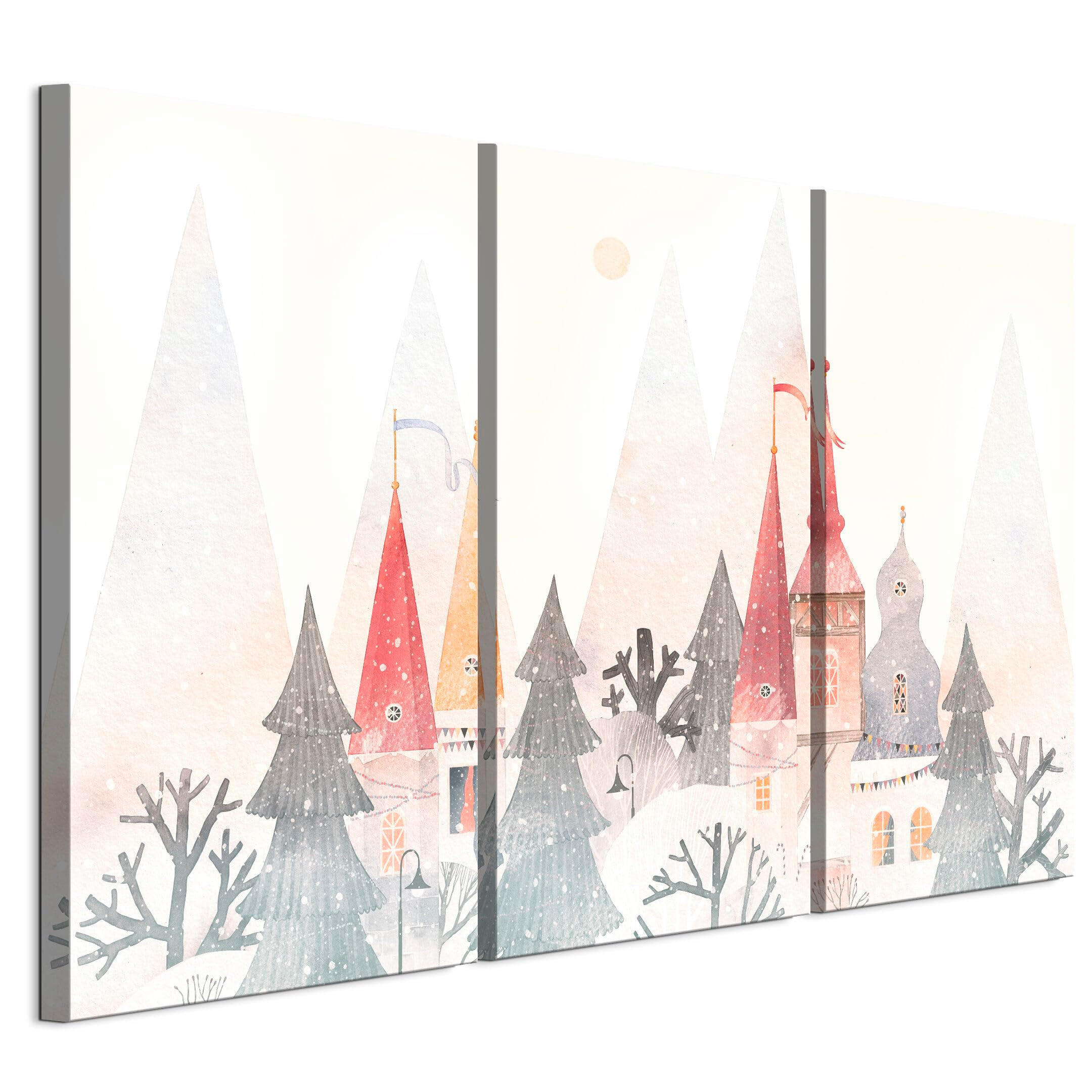 LEINWANDBILD Winter 3-tlg. 90x60 cm - Weiß, Holz (90/60cm) - LUMASOUL