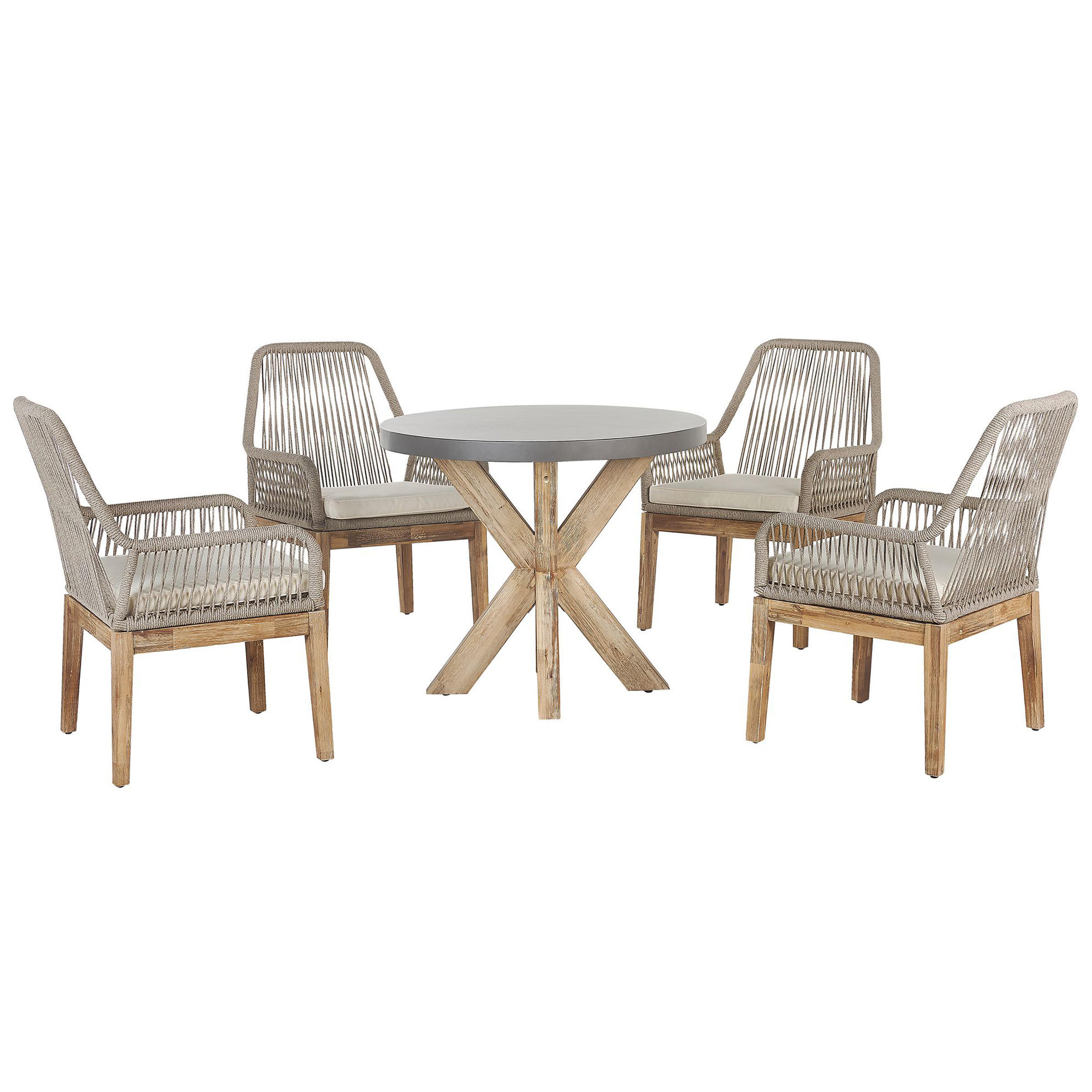 GARTENMÖBEL SET 4-Sitzer Faserzement grau 90 cm beige Olbia - Hellbraun/Beige, Stein - Beliani