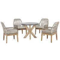GARTENMÖBEL SET 4-Sitzer Faserzement grau 90 cm beige Olbia - Hellbraun/Beige, Stein - Beliani