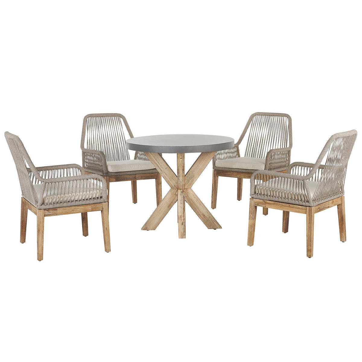 GARTENMÖBEL SET 4-Sitzer Faserzement grau 90 cm beige Olbia - Hellbraun/Beige, Stein - Beliani