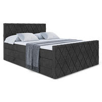 BOXSPRINGBETT LEPARO-Z KING - 140 x 200 - H3/H4 - Schwarz - Schwarz, Holzwerkstoff (140/200cm) - ALTDECOR