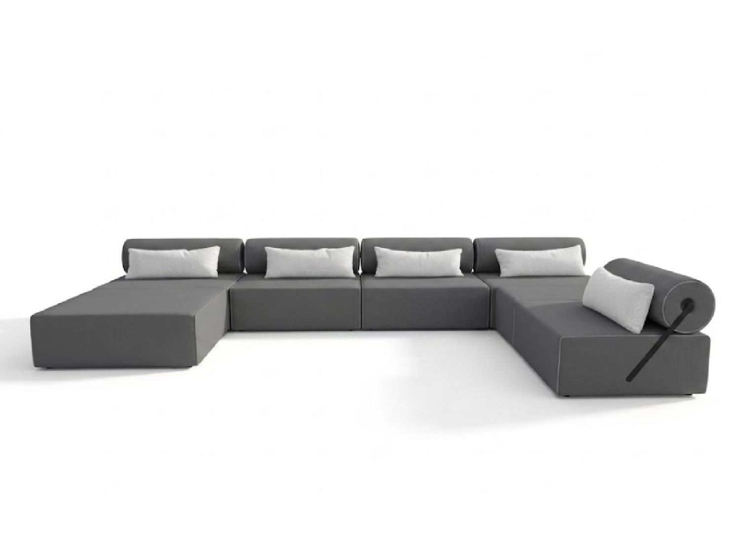 GARTENSOFA BALI XXL - Wetterfeste Balkonmöbel & Lounge Sofa Außen - Moderne Outdoor Couch für Garten - Balkon & Terrasse - Dunkelgrau - Dunkelgrau, Kunststoff (448/78/100cm) - Trada