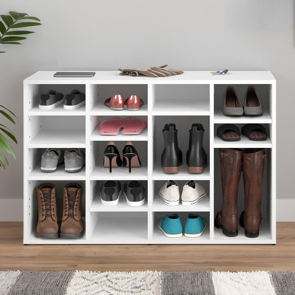 SCHUHREGAL Lysander Weiß 104 x 65.5 cm - Weiß, Holzwerkstoff (104/65.5/30cm) - Vicco