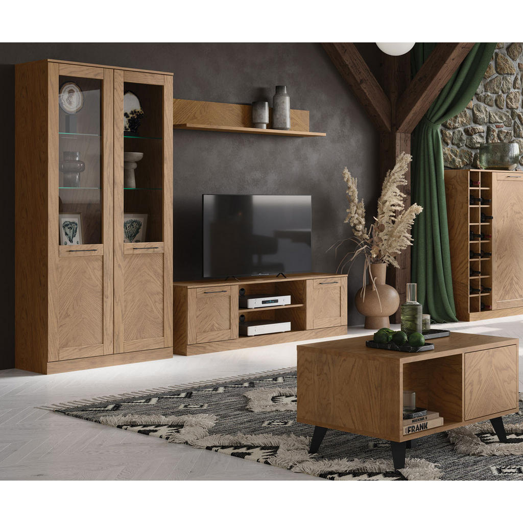 Thumbnail - Feldmann-Wohnen Wohnzimmer-Set, Braun, Metall, 8 Fächer, 1 Schubladen, Rechteckig,Rechteckig, 255x200x60 cm, Wohnzimmer,...