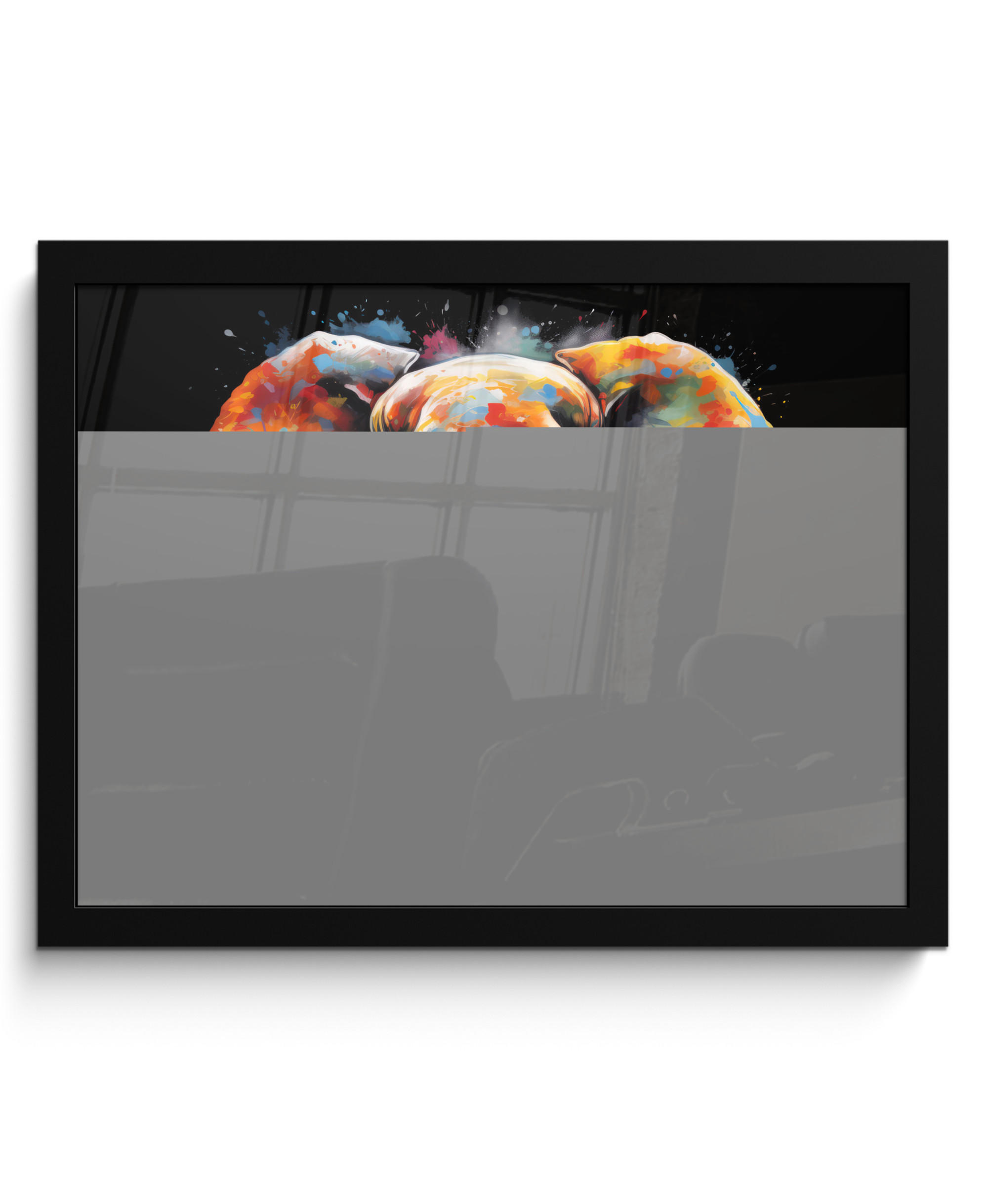 POSTER MIT RAHMEN Elefant - Graffiti - Schwarz - Tiere - Farben 40x30 cm - Schwarz, Papier (40/30cm) - MuchoWow