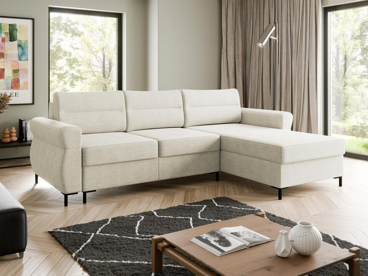 ECKSOFA Berne - Creme/Schwarz, Holz/Kunststoff (258/170cm) - MIRJAN24