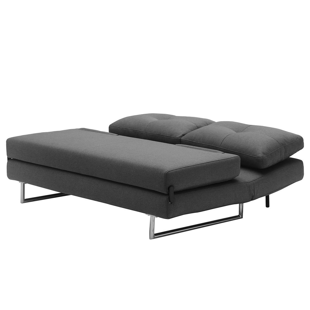 SCHLAFSOFA - Webstoff - Chromfarben/Dunkelgrau, Textil/Metall (150/85/88cm) - home24