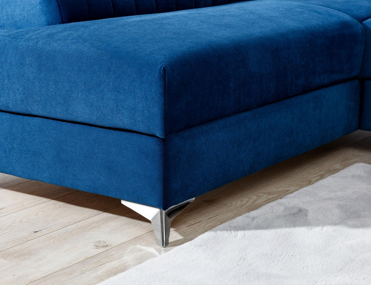 ECKSOFA Laurence mit Schlaffunktion & Bettkasten – 278 x 205 cm, verstellbare Kopfstützen - Blau, Kunststoff (278/205cm) - Wohnideebilder