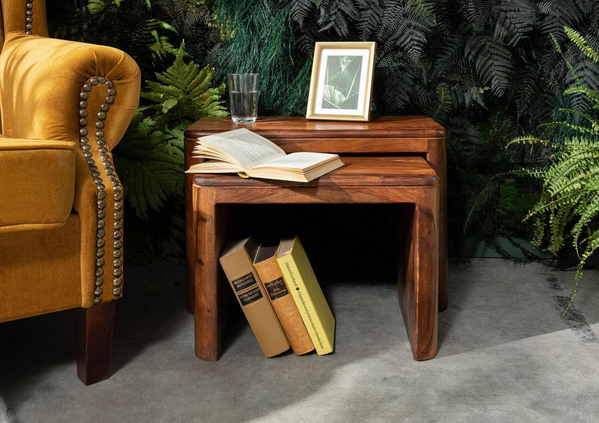 BEISTELLTISCH Sheesham 59x30x41 walnuss gewachst TORONTO #244 - Walnussfarben, Holzwerkstoff (30/59/41cm)