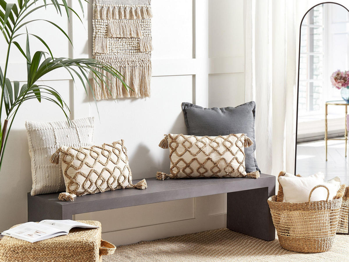 DEKOKISSEN 2er-Set Beige 50/30 cm Incana - Beige, Naturmaterialien/Textil (50/30cm) - Beliani