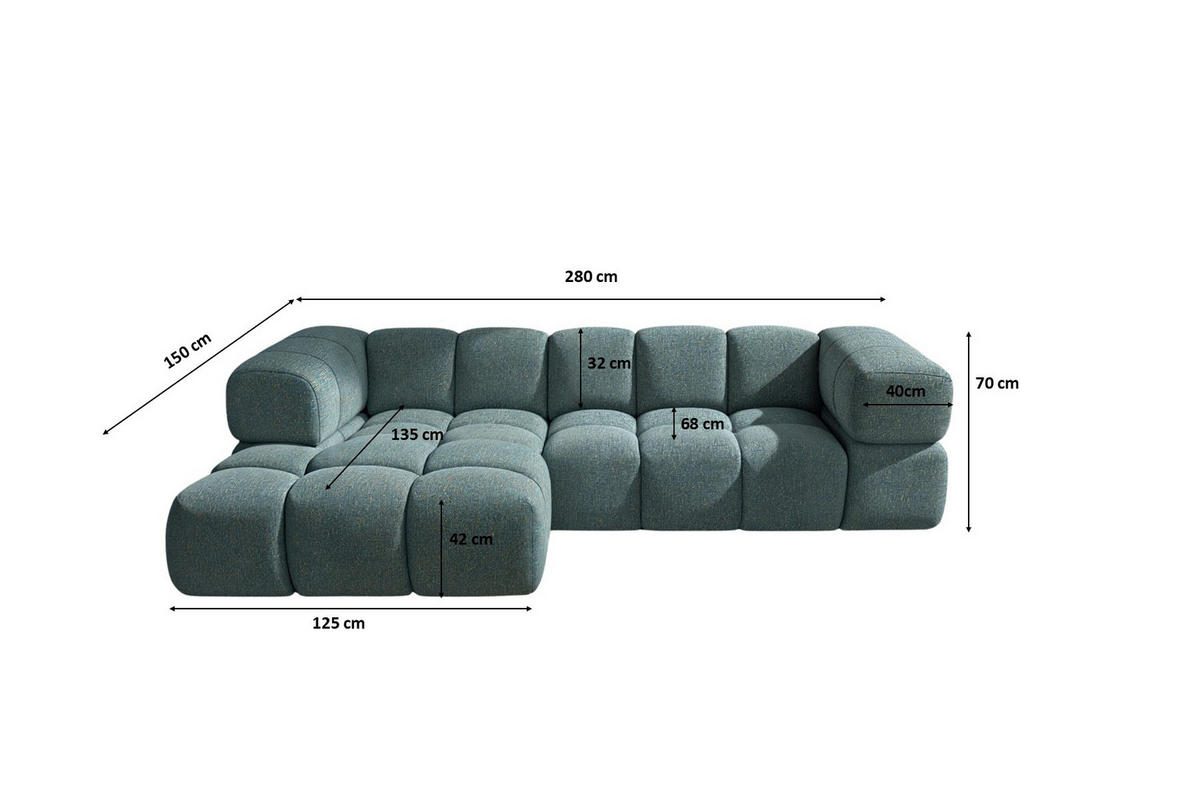 ECKSOFA L-Form Averro, stoff Puente, Azurblau, Links - Blau, Holz (280/150cm) - Kaiser Möbel