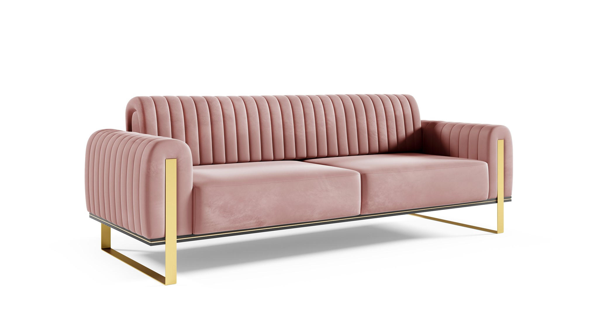 SOFA Valerie 3-sitzer - Altrosa, Holzwerkstoff/Textil (228/79/90cm) - Fun Möbel