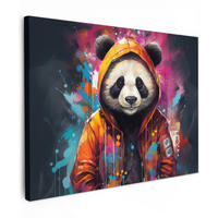 LEINWANDBILD Panda - Jacke - Graffiti - Orange 40x30 cm - Orange, Textil (40/30cm) - MuchoWow