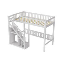 HOCHBETT 90x200 cm mit Treppe, Stauraum, Weiß - Weiß, Holz (90/200cm)