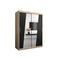 SCHWEBETÜRENSCHRANK 200/150/62 2-türig - Silberfarben/Schwarz, Holz/Kunststoff (150/200/62cm) - Abiks Möbel