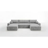 SEDACÍ souprava VIENNA tvar U šedá manšestr Poso 55 - funkce spaní, úložný prostor - šedá, textil (385/86/185cm) - Cornero