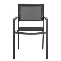 GARTENSTUHL mit GITTERSTOFF - 2er-Set - Textilene / Aluminium - Schwarz - Schwarz/Braun, Holz/Textil (52/90/53cm) - home24