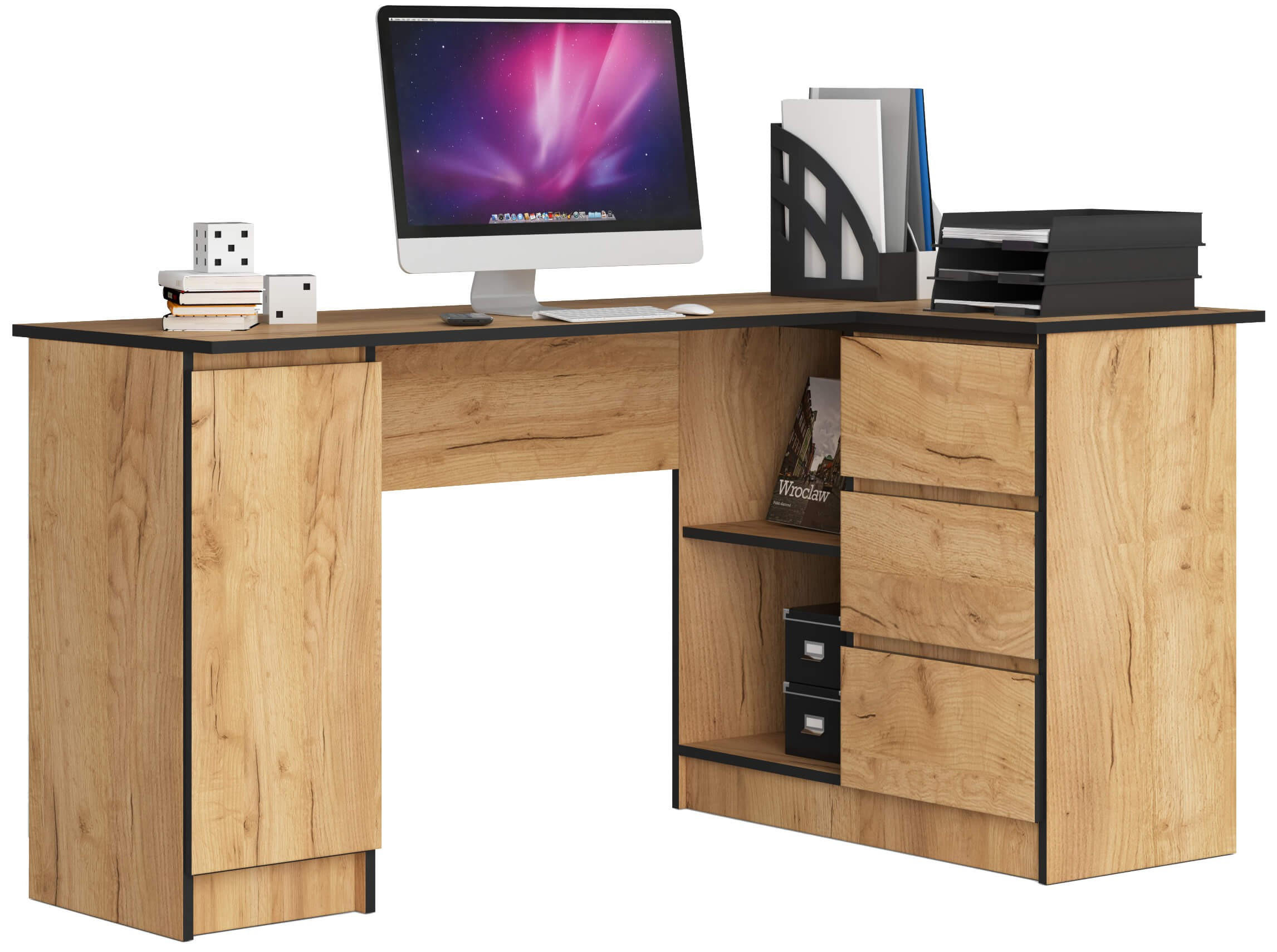 ECKSCHREIBTISCH Eichenfarben 155x85x77 cm - Eichefarben, Holzwerkstoff (85/155/77cm) - Akord