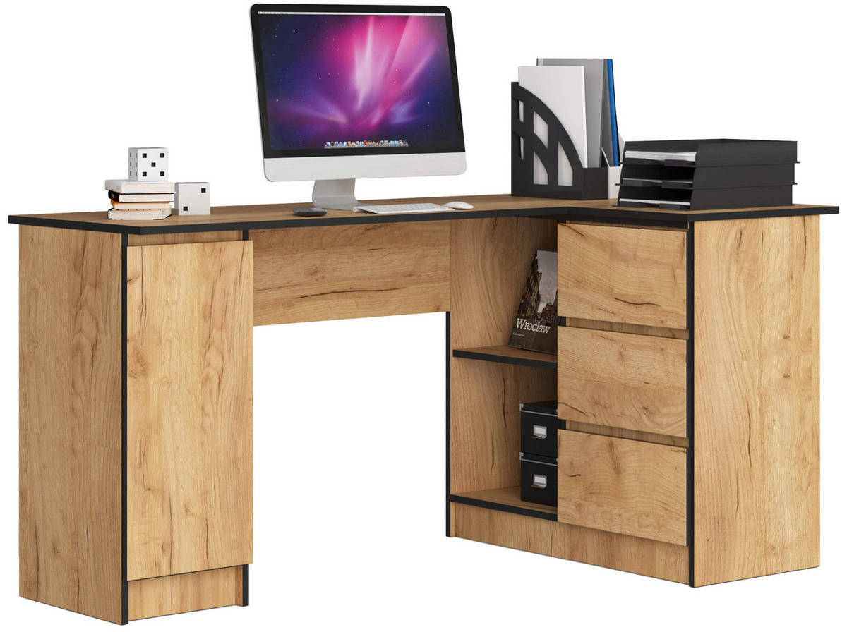 ECKSCHREIBTISCH Eichenfarben 155x85x77 cm - Eichefarben, Holzwerkstoff (85/155/77cm) - Akord
