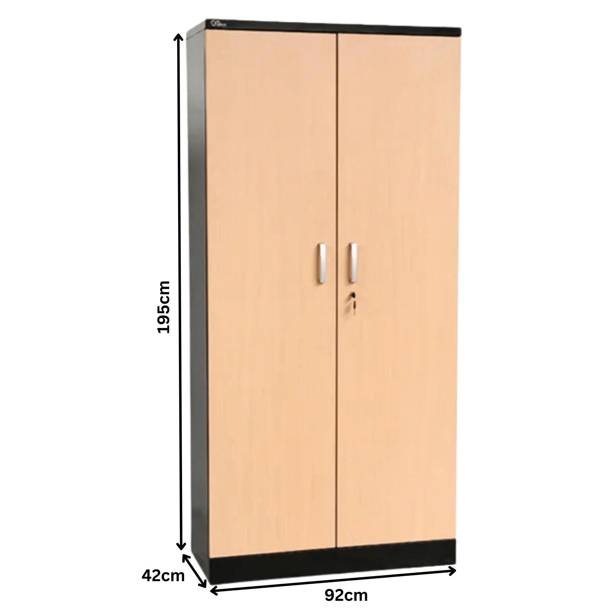 AKTENSCHRANK Beetle 4 Fachböden 195x92x42 cm Schwarz & Buche - Buchefarben, Metall (92/195/42cm)