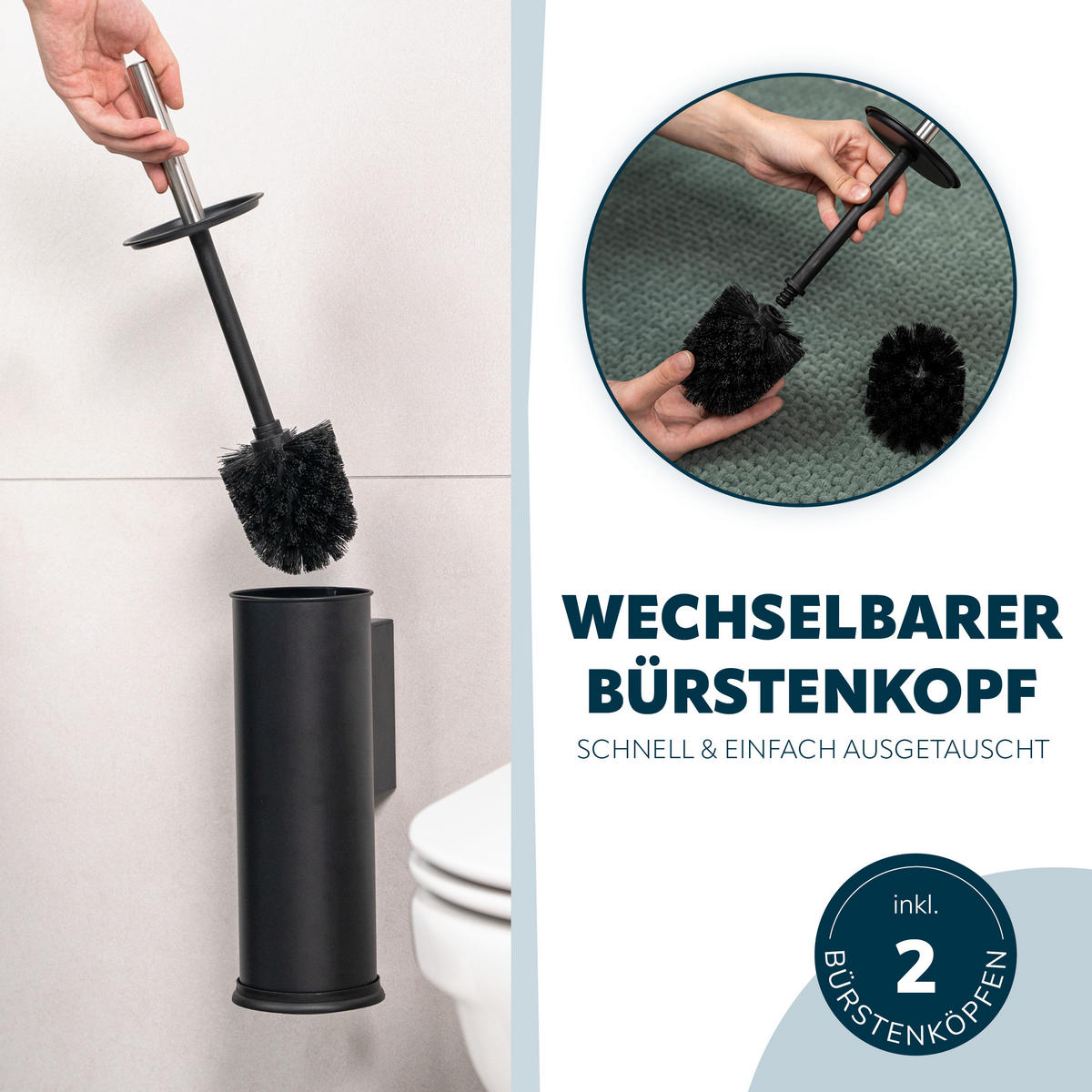 WC-GARNITUR inkl. Wandhalterung - Schwarz, Metall (10/39/13.5cm) - bremermann