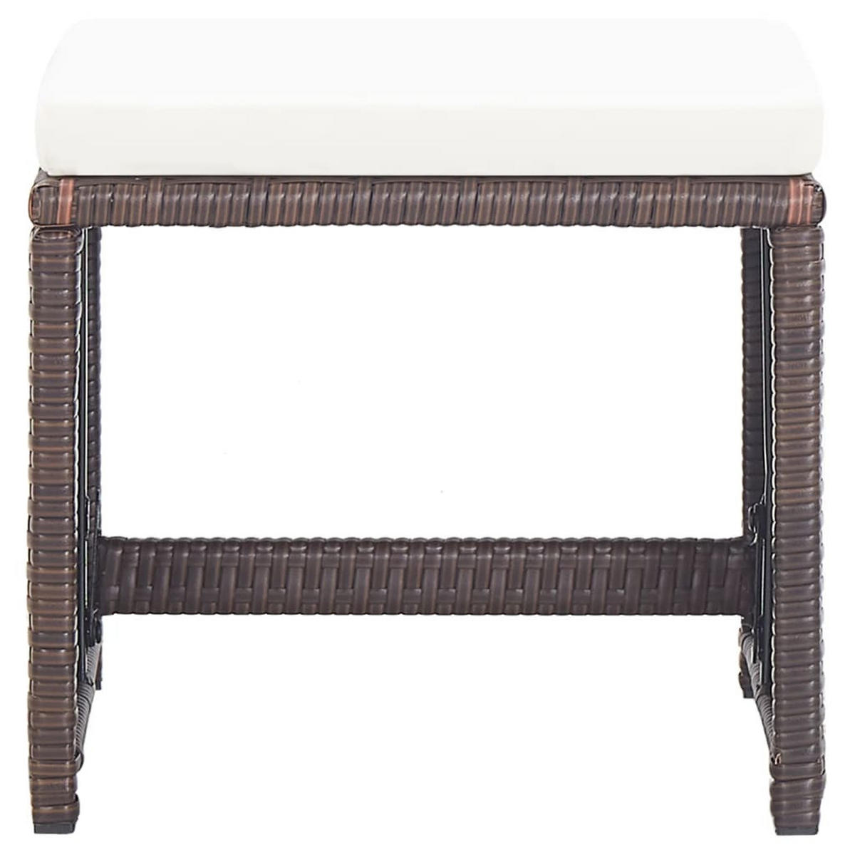 GARTENHOCKER 4 Stk. mit Kissen Poly Rattan Braun - Braun, Kunststoff (40.5/35/40.5cm) - furnicato