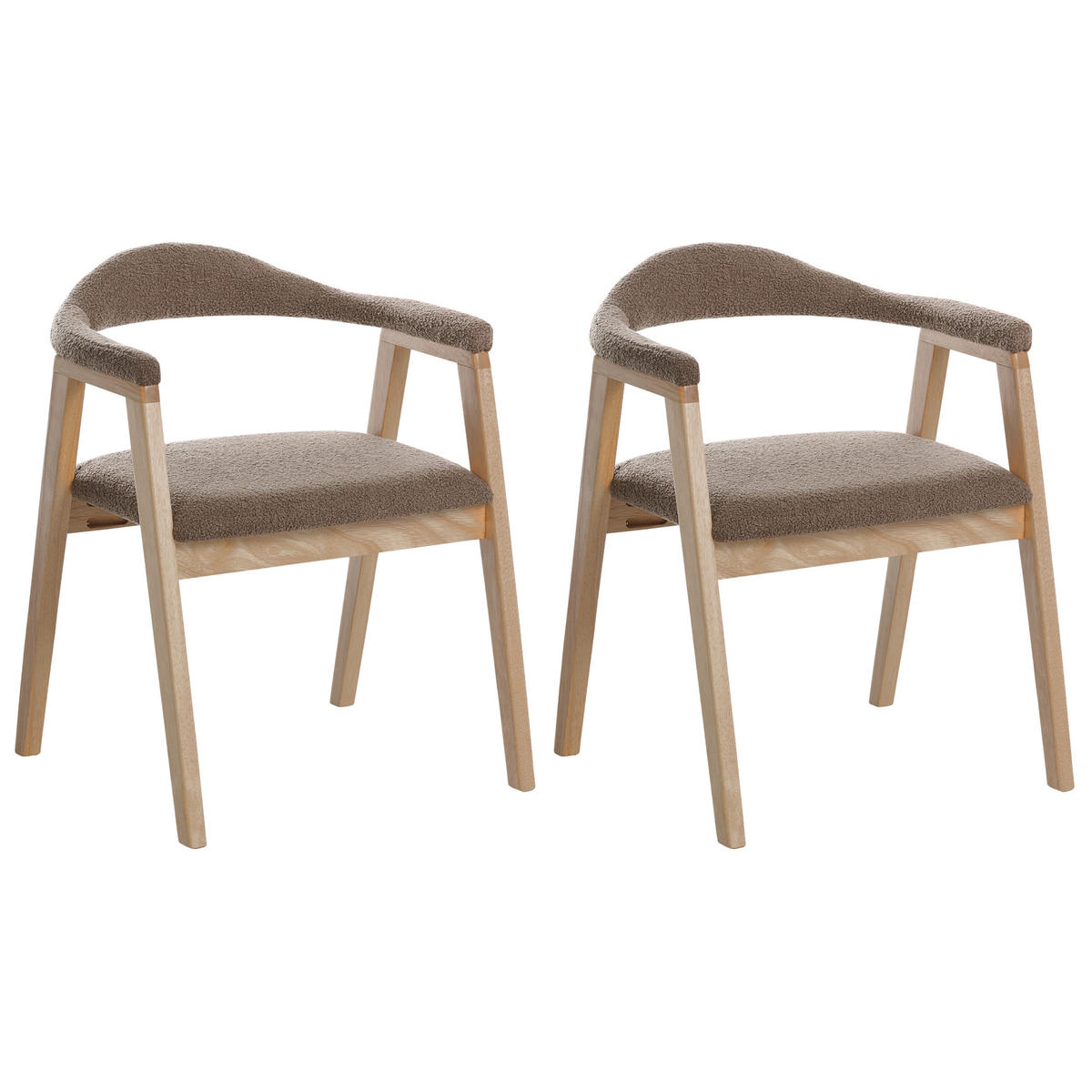 ESSZIMMERSTUHL 2er Set Holz Hellbraun/Taupe Oneco - Hellbraun, Holz (56/72/62cm) - Beliani