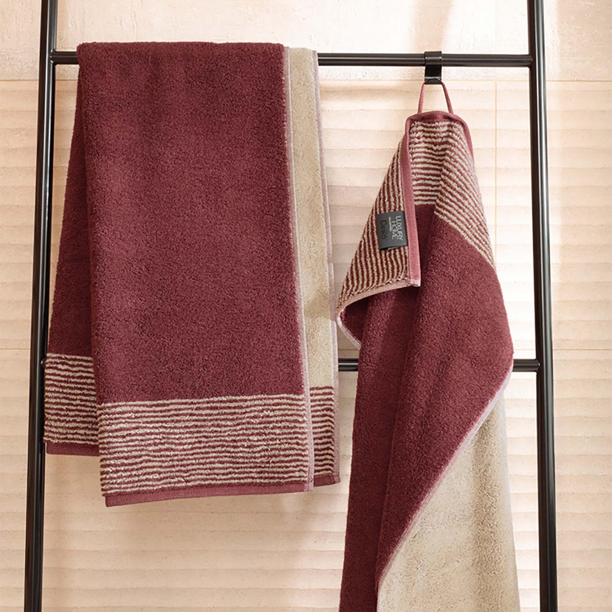 HANDTUCH in Bordeaux 50 x 100 cm - Bordeaux, Naturmaterialien (100/50cm) - Cawoe