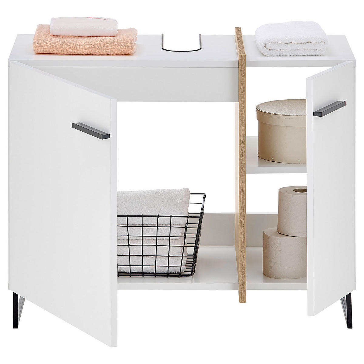 WASCHBECKENUNTERSCHRANK - Weiß, Holzwerkstoff (80/64/41cm) - home24