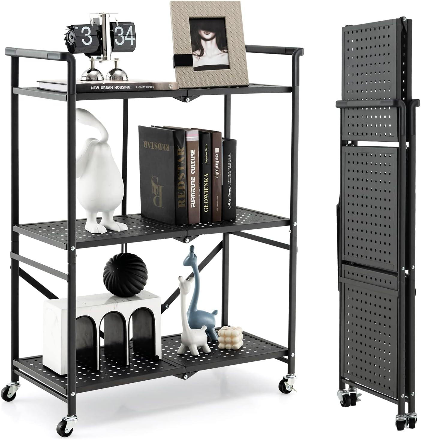 SERVIERWAGEN Schwarz - Schwarz, Metall (33/94/73cm) - COSTWAY