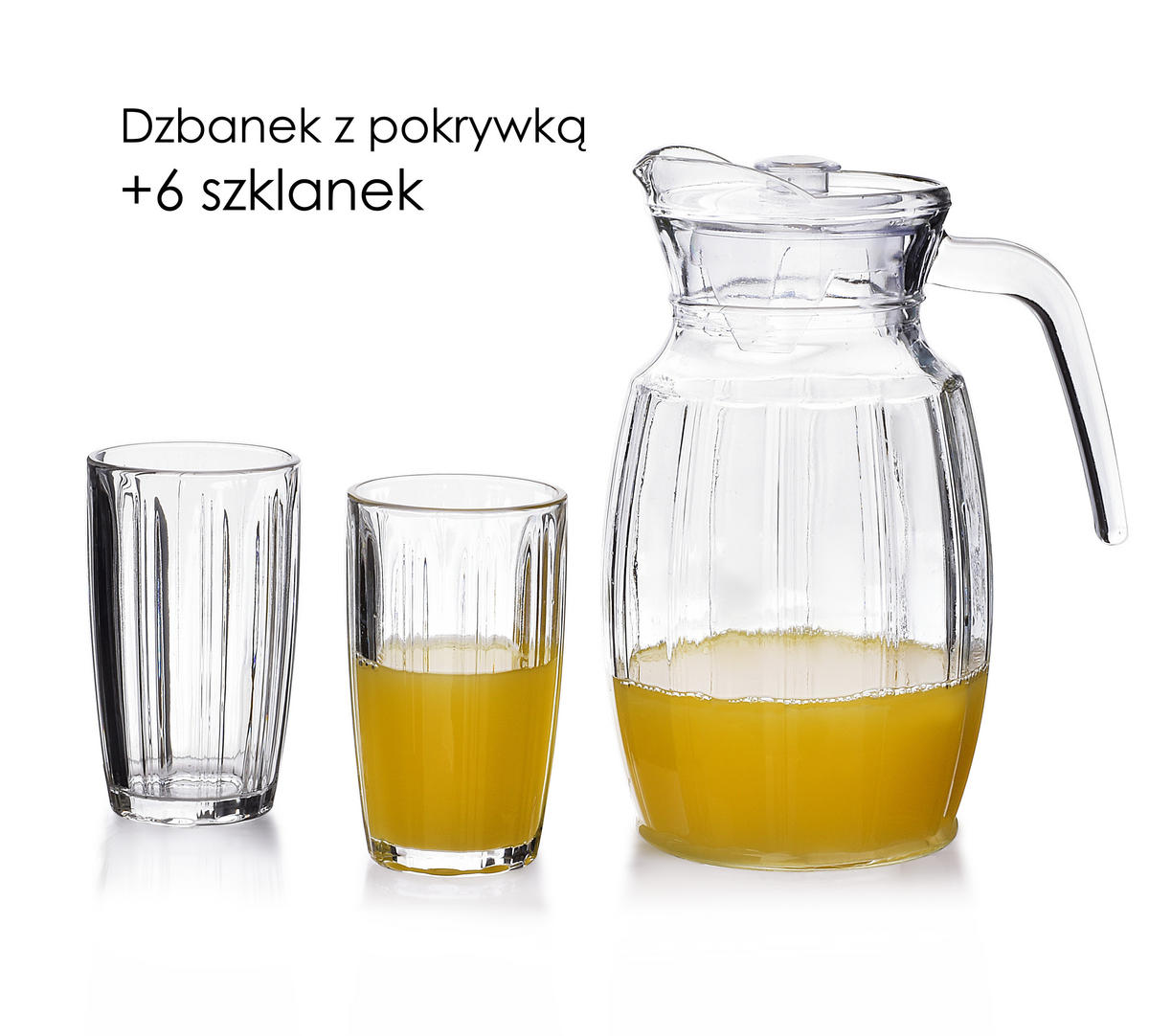 KRUG mit Gläsern Transparent 5/5/5 cm Glas - Transparent, Glas (0.33L) - Mondex